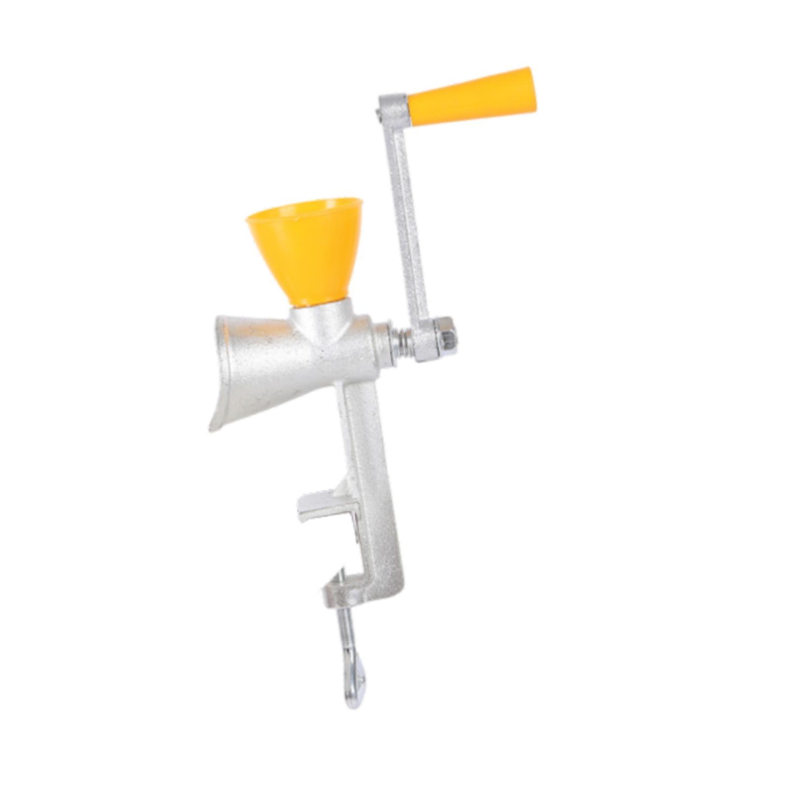 Grain Mill Grinder Hand Crank - 手動式コーヒーミル、スパイスや豆、亜麻仁などの粗挽きに適した手動式粉砕機、粗さ調整可能、テーブルに固定できるクリップ付き、シルバー