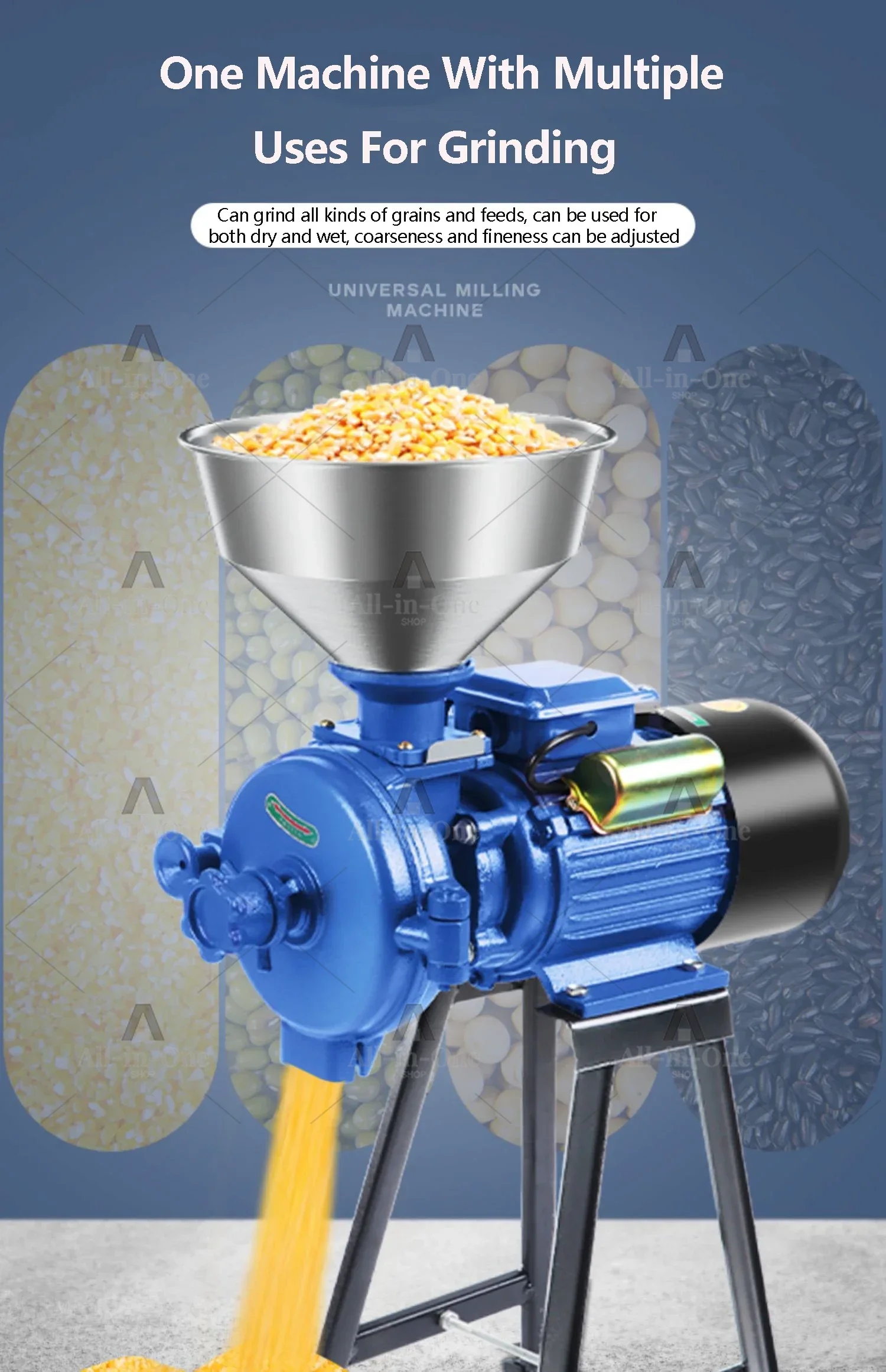 2500W電動飼料粉砕機、乾燥穀物粉砕機、漏斗付きトウモロコ - Electric Grain Mill 2500W のレビューと価格