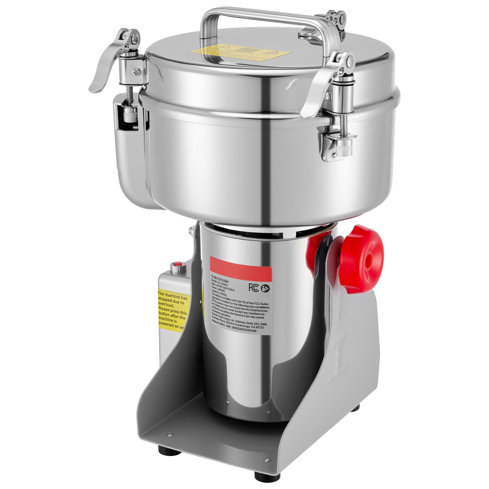 2500g対応の電動穀物粉砕機、3400W、32000RPM - Dry Grain Grinder Stainless Steel のレビューと価格