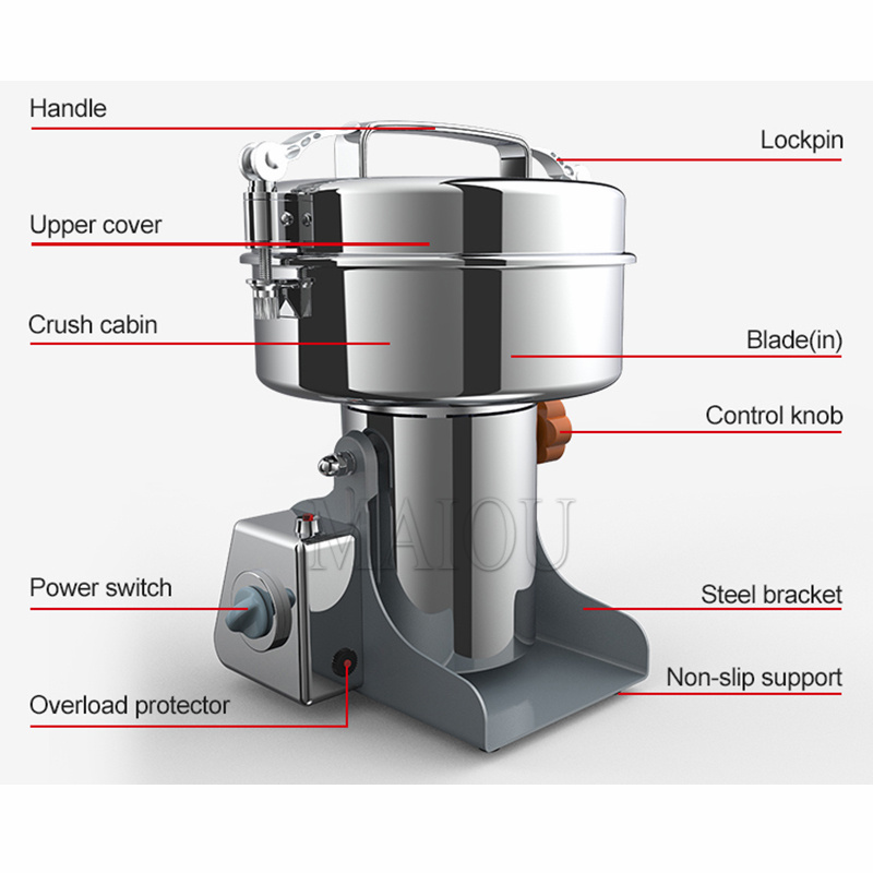 220V 800G-2500G ドライグレイングラインダー  - Electric Grain Mill 2500W のレビューと価格