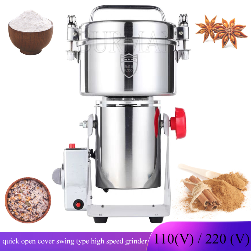 電動穀物粉砕機、ステンレス製粉砕機、乾燥穀物、スパイス、シリ - Electric Grain Mill 2500W のレビューと価格