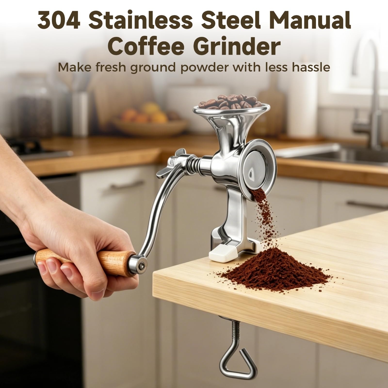 手動コーヒーグラインダー 304ステンレス製 ハンドクランク - Grain Mill Grinder Hand Crank のレビューと価格